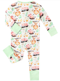 PoshTOT Little Yellow Sheep Bamboo Baby Convertible Zippy Romper