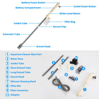 1 Set Multifunctional Electric Aquarium Gravel Cleaner Kit Length Adjustable Automatic Fish Tank Vacuum Cleaner Change W