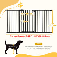 Pet Gate with Door Dog Gate and Barrier Indoor for Stairs Includes 7", 8", 12" Extensions Kit, 30 Inch Tall Pressure-Mou