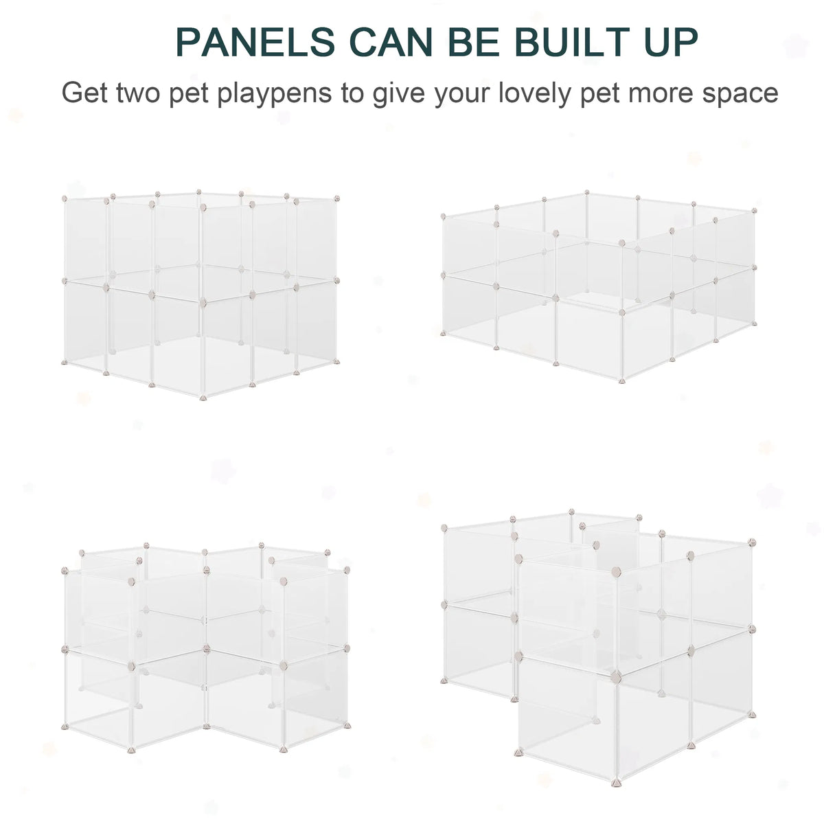 Small Animal Cage Plastic Chinchilla Cage 12 Panels for Bunny Chinchilla Guinea Pig, 18" x 14", White