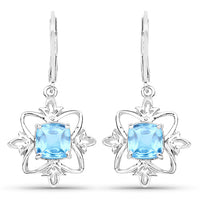 5.30 Carat Genuine Swiss Blue Topaz .925 Sterling Silver Earrings