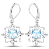 5.30 Carat Genuine Swiss Blue Topaz .925 Sterling Silver Earrings