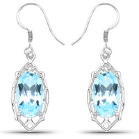 13.68 Carat Genuine Blue Topaz .925 Sterling Silver Earrings