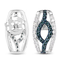 0.42 Carat Genuine Blue Diamond & White Diamond .925 Sterling Silver Earrings