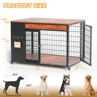 42-Inch Double Wide Wooden Double-Door Dog Crate Side Table Combo - Heavy-Duty DIY Assembly, Chew-Resistant Construction