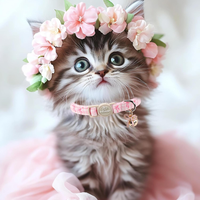 2 Pack Pink Cat Collars Spring Summer Breakaway Cat Collar With Bell, Bow And Flower Pendant, Adjustable Kitten Collars 