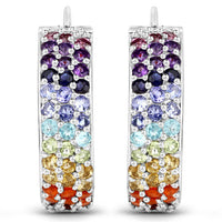 8.79 Carat Genuine Multi Stones .925 Sterling Silver Earrings
