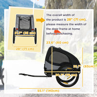 Dog Bike Trailer with Hitch Coupler, Quick Release Wheels, Reflectors, Flag for Medium Dogs, Black