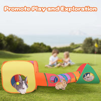 Rabbit Tunnel Toy Collapsible Play Tube Cube Set for Small Pets