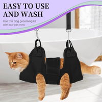 Cat Grooming Hammock Kit For Cats Dogs Up To 12 Lb, Hanging Harness And Sling For Nail Trimming, Includes Clippers Trimm