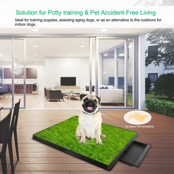 Dog Toilet Indoor Puppy Training Pad, Dog Potty Pet Training Grass Mat, Removable Waste Tray For Easier Clean Up, Artifi