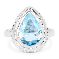 5.30 Carat Genuine Blue Topaz .925 Sterling Silver Ring