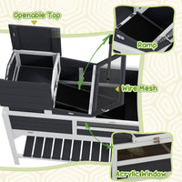 Tortoise Enclosure Tortoise House w/ Adjustable Lamp Holder, Storage Shelf, Removable Main House, Openable Lid, Gray