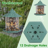 Hanging Gazebo Wild Bird Feeder Outdoor Bird Seed Station with Large Capacity 6 Feeder Ports for Garden Patio Park Weath