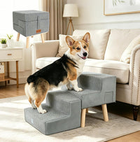 Dog Stairs 4 Step Foldable Pet Steps Ottoman Ramp for Couch Bed
