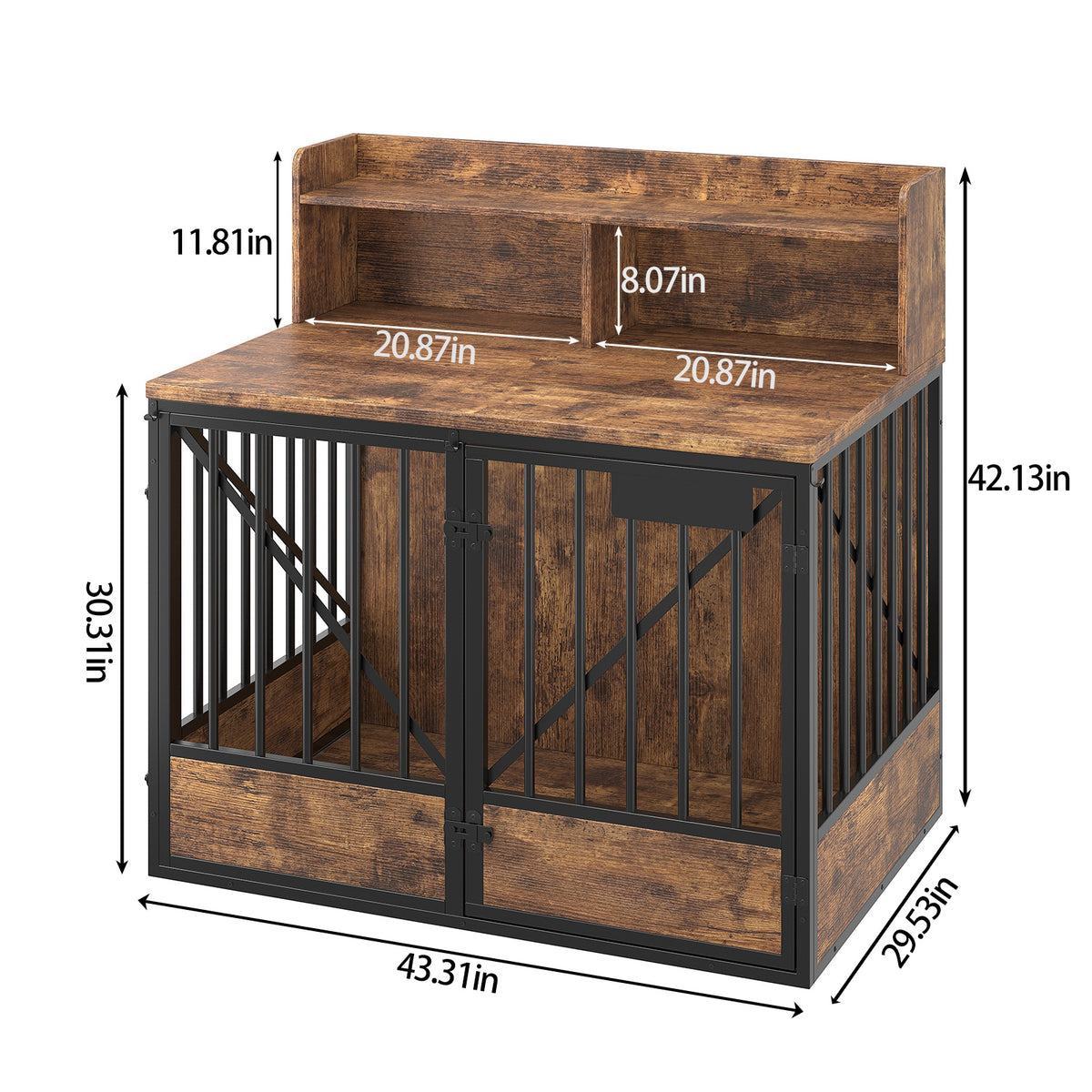 Dog Crate Large Capacity Multifunctional Spacious Top Pet Kennel With 2 Open Storage Compartment