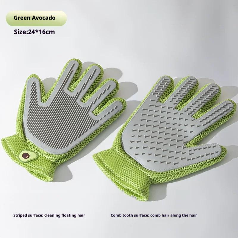 2-in-1 Pet Grooming Gloves & Brushes For Cats And Dogs High-Efficiency Hair Removal & Massage GlovesDouble-Sided Hair Re