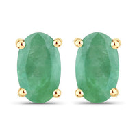 0.38 Carat Genuine Zambian Emerald 10K Yellow Gold Earrings