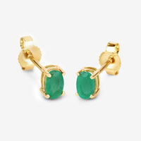 0.38 Carat Genuine Zambian Emerald 10K Yellow Gold Earrings