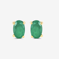 0.38 Carat Genuine Zambian Emerald 10K Yellow Gold Earrings