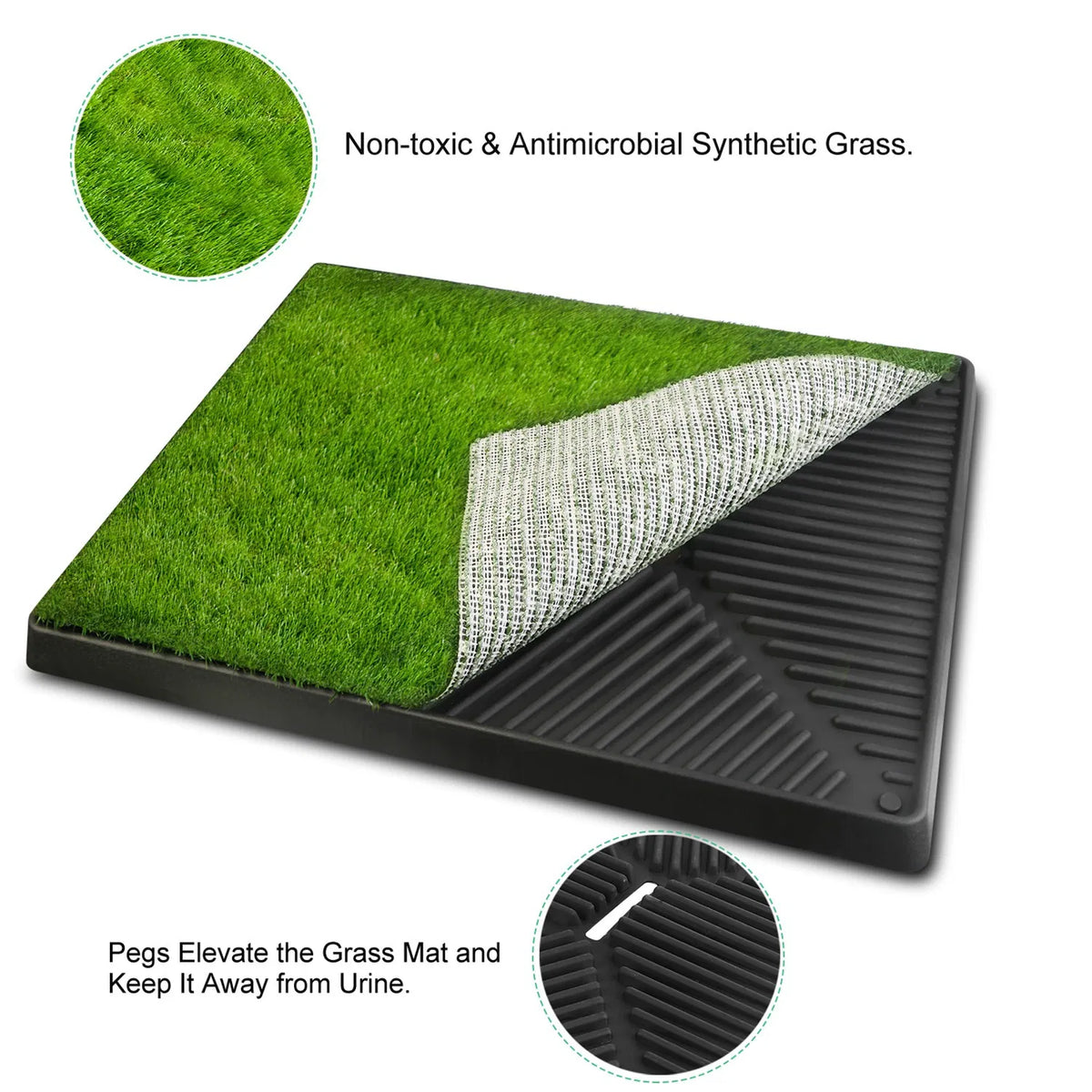 25"×20" Dog Toilet Indoor Puppy Training Pad, Dog Potty Pet Training Grass Mat, Removable Waste Tray for Easier Clean Up