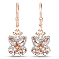 18K Rose Gold Plated 1.88 Carat Genuine Morganite .925 Sterling Silver Earrings