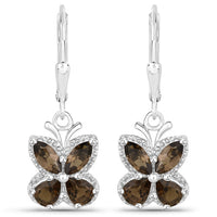 2.20 Carat Genuine Smoky Quartz .925 Sterling Silver Earrings