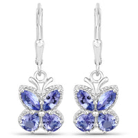 2.08 Carat Genuine Tanzanite .925 Sterling Silver Earrings