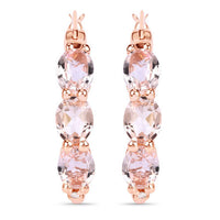 1.63 Carat Genuine Morganite and White Diamond .925 Sterling Silver Earrings