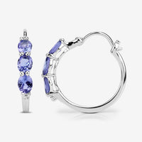 1.99 Carat Genuine Tanzanite and White Diamond .925 Sterling Silver Earrings