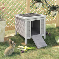 Small Wooden Rabbit Hutch Bunny Cage Guinea Pig Cage Duck House Dog House with Openable & Waterproof Roof, for Rabbits, 