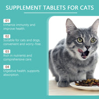 Cat Probiotic Supplement Tablets, Gut & Digestive Health Support With Vitamin B2 & Selenium, Immune, Skin & Vision Care,