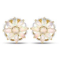 14K Yellow Gold Plated 2.70 Carat Genuine Ethiopian Opal .925 Sterling Silver Earrings