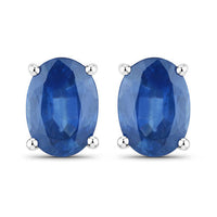 1.90 Carat Genuine Blue Sapphire 14K White Gold Earrings