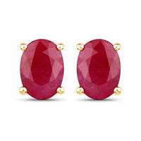 1.70 Carat Genuine Ruby 10K Yellow Gold Earrings
