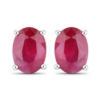 1.70 Carat Genuine Ruby 14K White Gold Earrings