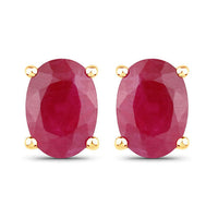 1.70 Carat Genuine Ruby 14K Yellow Gold Earrings