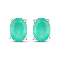 1.44 Carat Genuine Zambian Emerald 10K White Gold Earrings