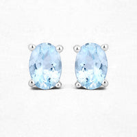 0.72 Carat Genuine Aquamarine .925 Sterling Silver Earrings
