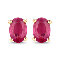 1.04 Carat Genuine Ruby 10K Yellow Gold Earrings