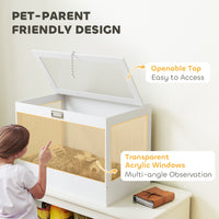 Hamster Cage with Openable Top & Lock, Hut, Transparent Acrylic Panels, Accessories, for Dwarf Hamster Gerbil, White