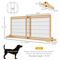 71" W x 27" H Extra Wide Freestanding Pet Gate with Adjustable Length Dog, Cat, Barrier for House, Doorway, Hallway, Nat
