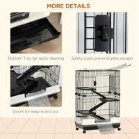 4-Level Small Animal Cage Rabbit Hutch With Universal Lockable Wheels, Slide-out Tray For Bunny, Chinchillas, Ferret, Bl