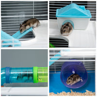 23" 5-Tier Hamster Cage with Wheel and Water Bottle, Blue