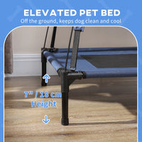 Elevated Dog Bed with Canopy, Portable Raised Dog Cot for L Sized Dogs, Indoor & Outdoor, 36" x 30" x 35", Dark Blue