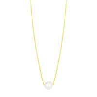 14k Yellow Gold Pearl Solitaire Necklace
