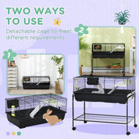 Two-Story Small Animal Cage Removable from Stand, Guinea Pig Cage with Shelf & Wheels, Pet Habitat for Hedgehog, Chinchi