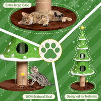 59in Large Tall Christmas Tree Cat Tower with 2 Cat Condos & Scratching Post, Soft Fleece Cat Tree with Teaser Toy & Stu
