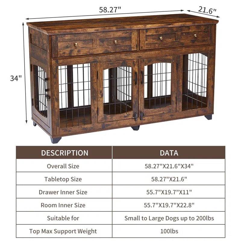 Dog Crate Furniture with Openable Partition - BIG FRENCHIES