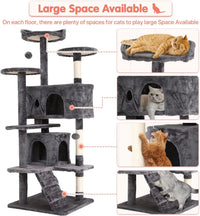 Ultimate 54-Inch Double Condo Cat Tree Tower with Scratching Post & Cozy Perch for Indoor Cats - Stylish Ashy Design - BIG FRENCHIES